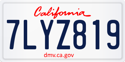 CA license plate 7LYZ819