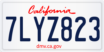 CA license plate 7LYZ823