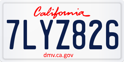 CA license plate 7LYZ826