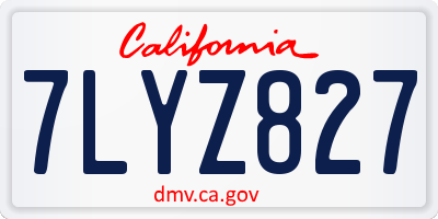 CA license plate 7LYZ827