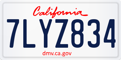CA license plate 7LYZ834