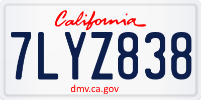 CA license plate 7LYZ838