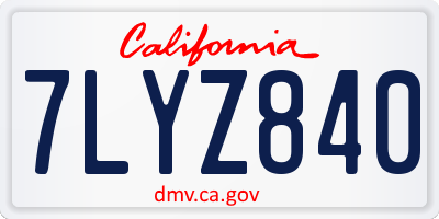 CA license plate 7LYZ840