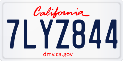 CA license plate 7LYZ844