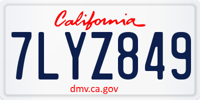 CA license plate 7LYZ849
