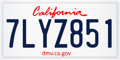 CA license plate 7LYZ851