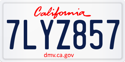 CA license plate 7LYZ857