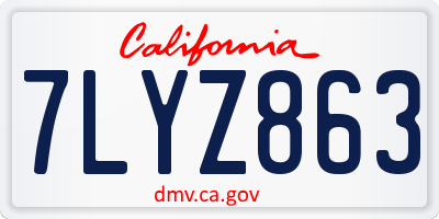 CA license plate 7LYZ863
