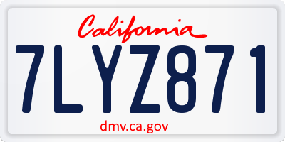 CA license plate 7LYZ871