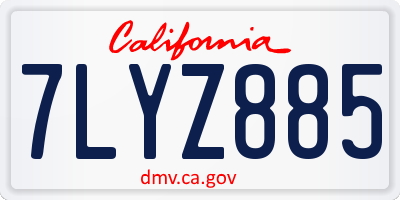 CA license plate 7LYZ885