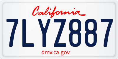 CA license plate 7LYZ887