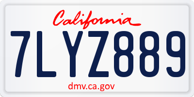 CA license plate 7LYZ889