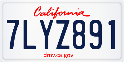CA license plate 7LYZ891