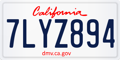 CA license plate 7LYZ894