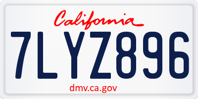 CA license plate 7LYZ896