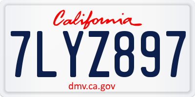 CA license plate 7LYZ897