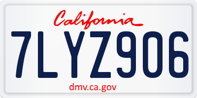 CA license plate 7LYZ906