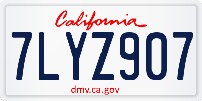 CA license plate 7LYZ907