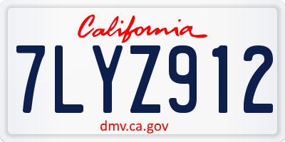 CA license plate 7LYZ912