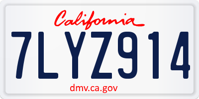 CA license plate 7LYZ914
