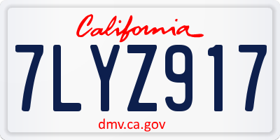 CA license plate 7LYZ917