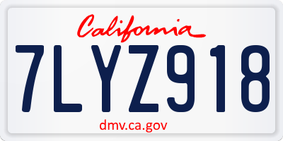 CA license plate 7LYZ918