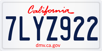 CA license plate 7LYZ922