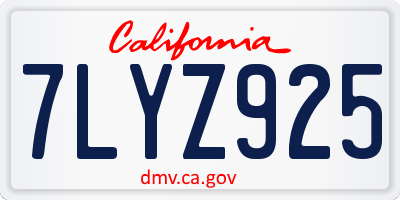 CA license plate 7LYZ925
