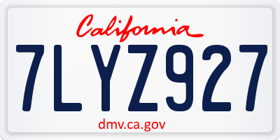 CA license plate 7LYZ927
