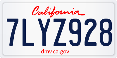 CA license plate 7LYZ928