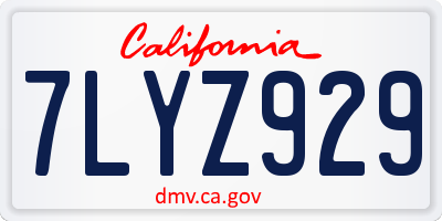 CA license plate 7LYZ929