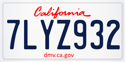 CA license plate 7LYZ932