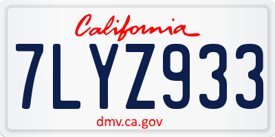 CA license plate 7LYZ933
