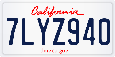 CA license plate 7LYZ940