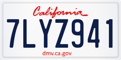 CA license plate 7LYZ941
