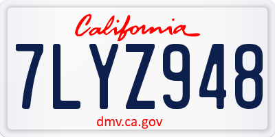 CA license plate 7LYZ948