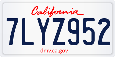 CA license plate 7LYZ952
