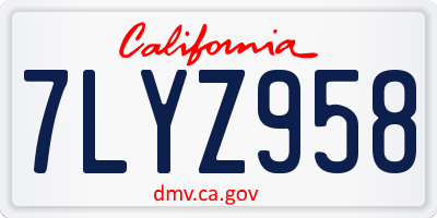 CA license plate 7LYZ958