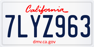 CA license plate 7LYZ963