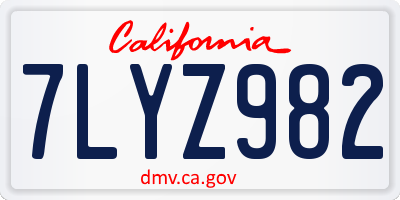 CA license plate 7LYZ982
