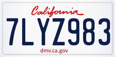 CA license plate 7LYZ983
