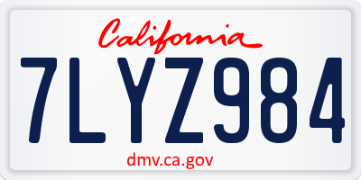 CA license plate 7LYZ984