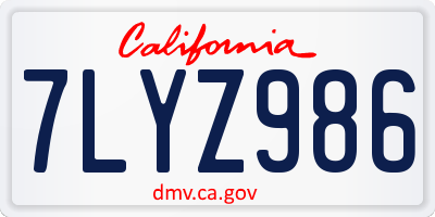 CA license plate 7LYZ986