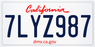 CA license plate 7LYZ987