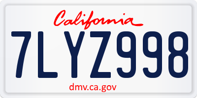 CA license plate 7LYZ998