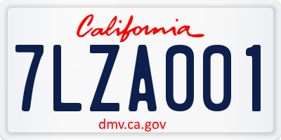 CA license plate 7LZA001