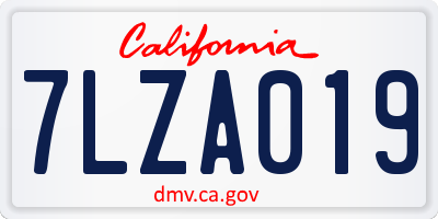 CA license plate 7LZA019