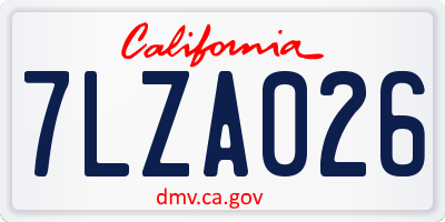 CA license plate 7LZA026