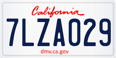 CA license plate 7LZA029
