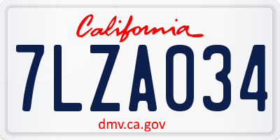 CA license plate 7LZA034